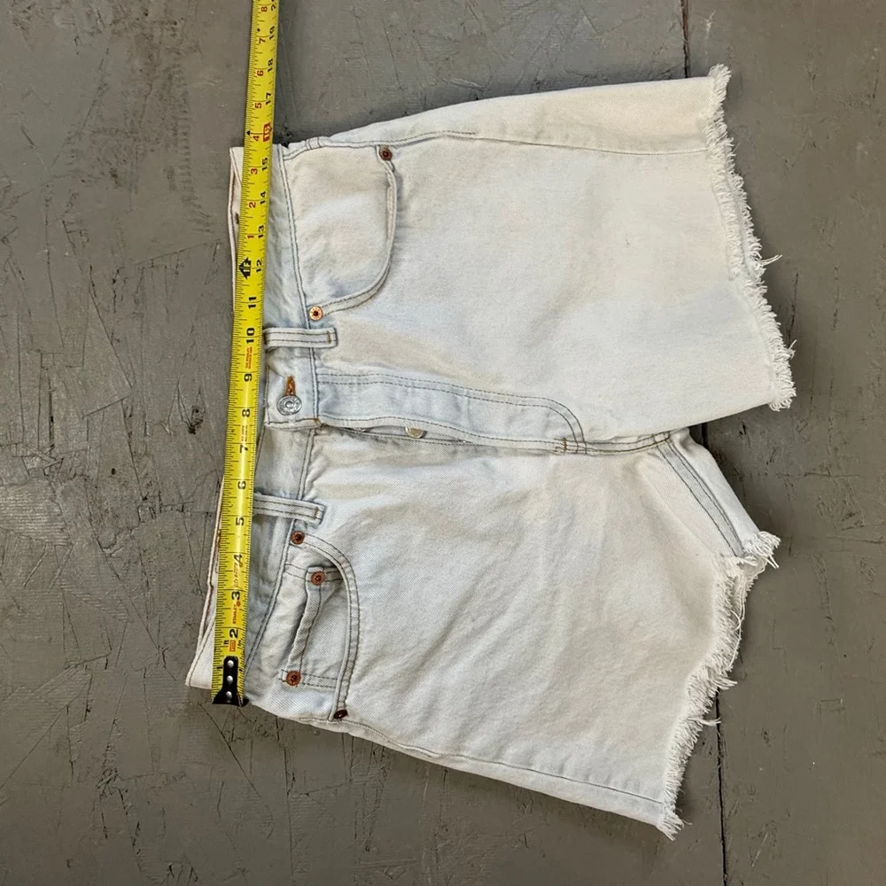 Levi’s 501 Light Wash Cutoff Denim Shorts | Distressed | 32” Waist - Picture 6 of 7